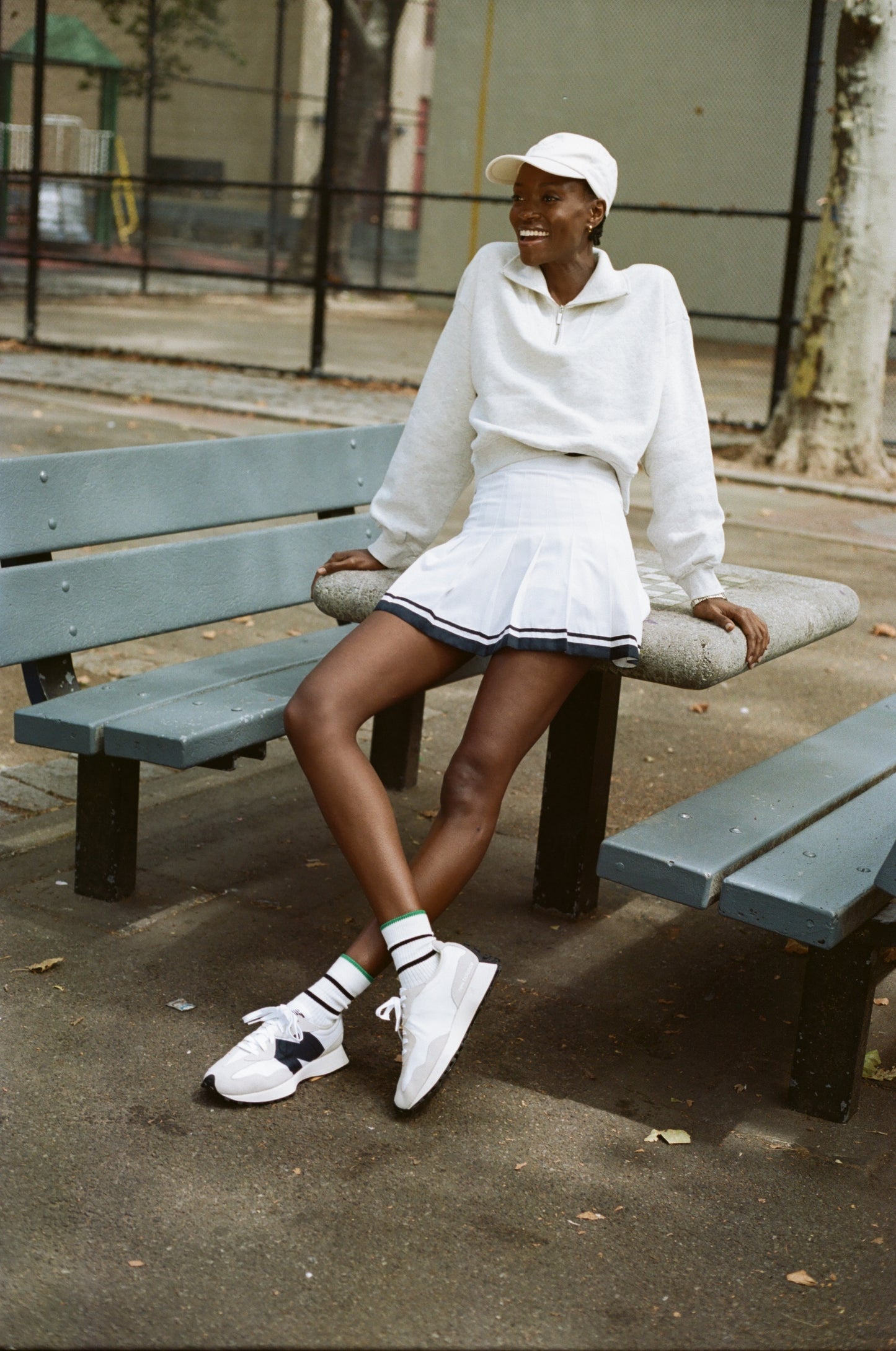 Women's tennis skirt with navy trim
