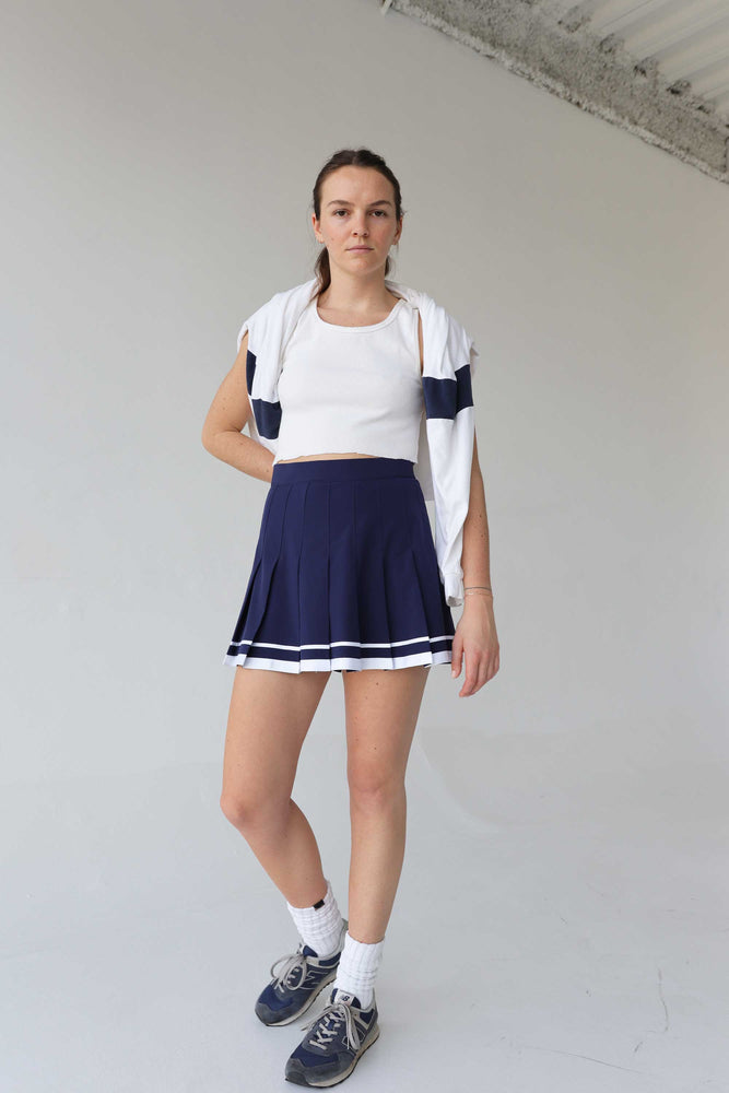 
                  
                    Tennis Skirt - Navy with White Trim
                  
                