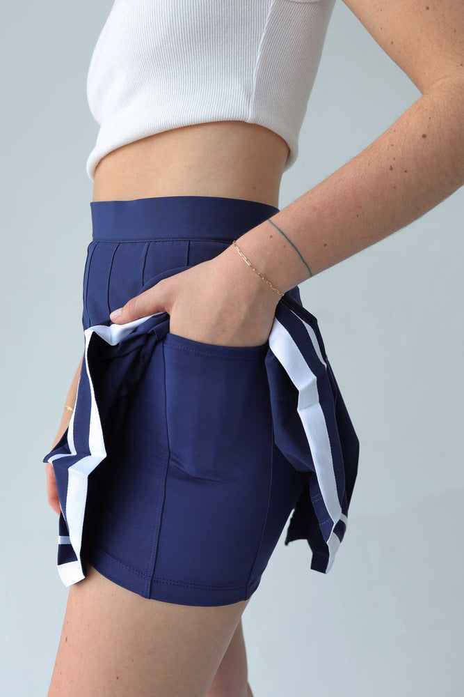 
                  
                    Tennis Skirt - Navy with White Trim
                  
                
